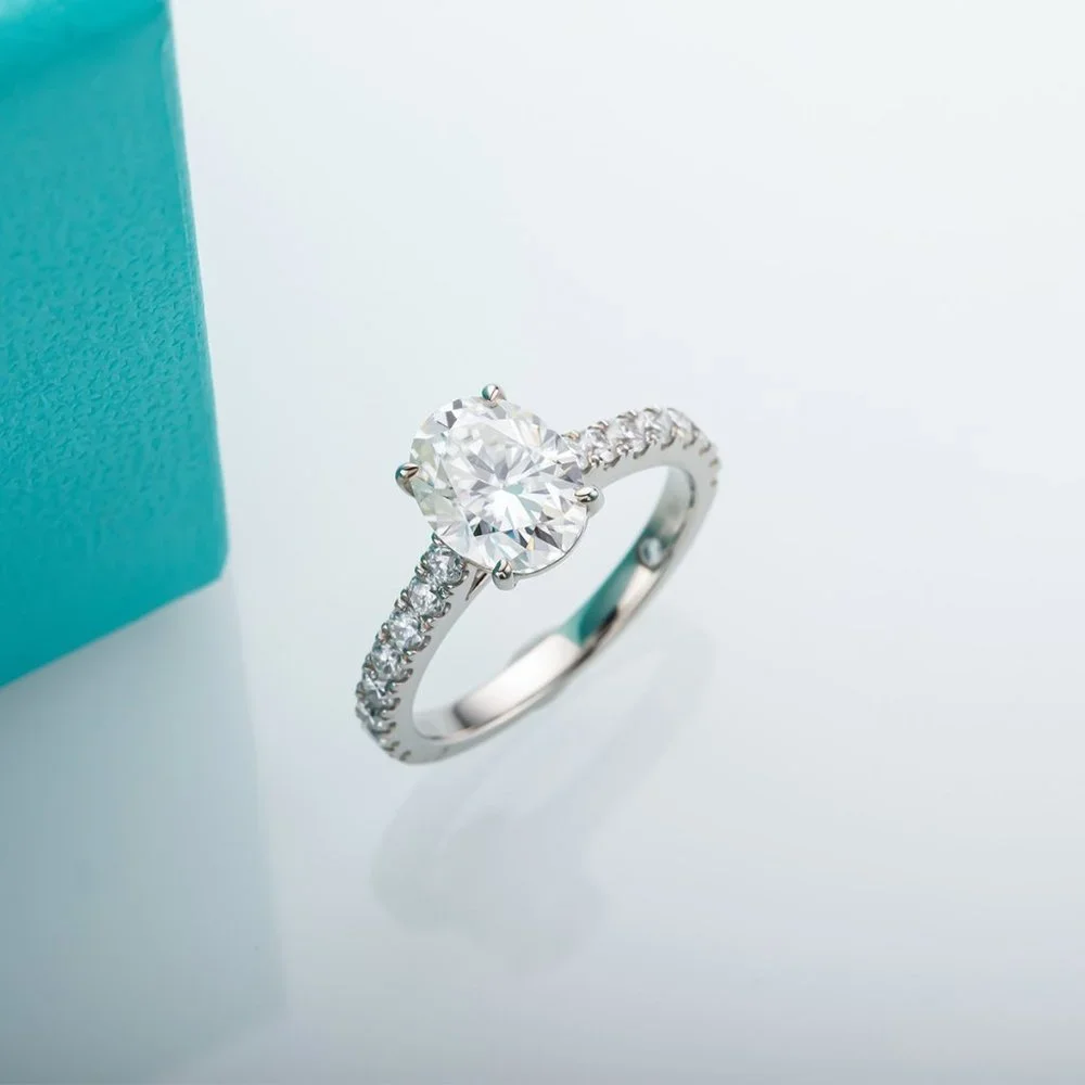 Certified 2.48ct. t.w. Moissanite Diamond Oval Engagement Ring NEW - Picture 8 of 16
